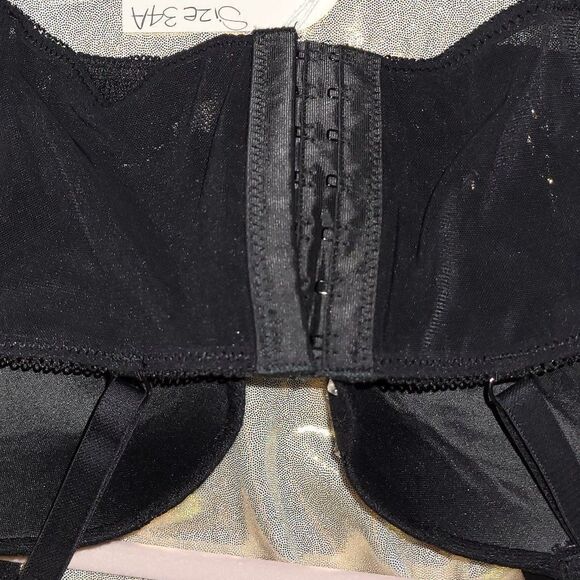 * New Black Lace Corset Push Up Bra with Crystal Embellishments - Picture 6 of 6